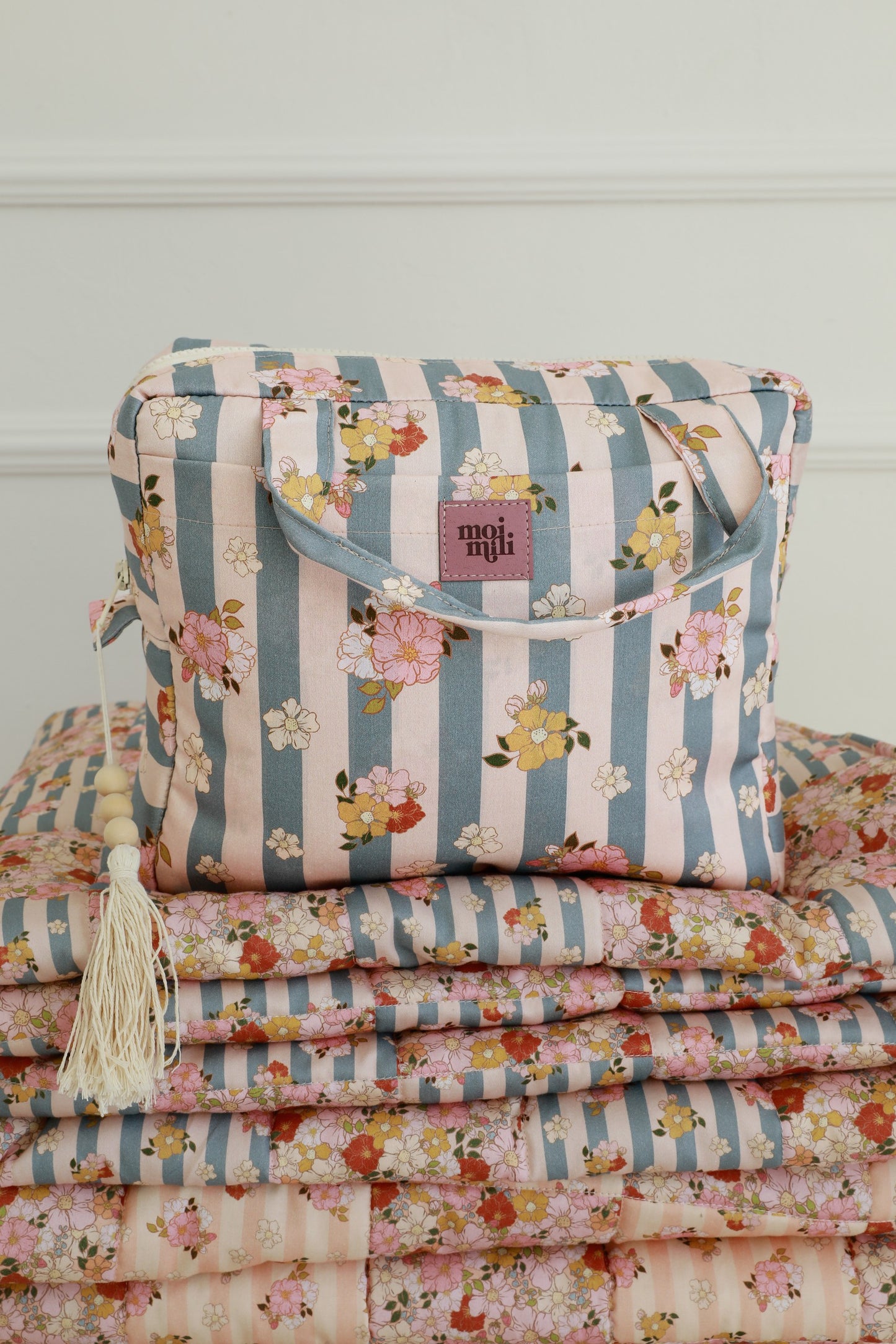 Make-Up Bag Set of 2 - Blue Stripes