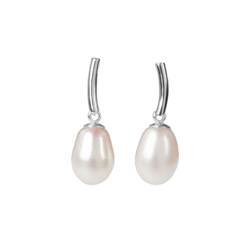 DayCharm Pearl Drop Earrings - Rose Gold and Silver