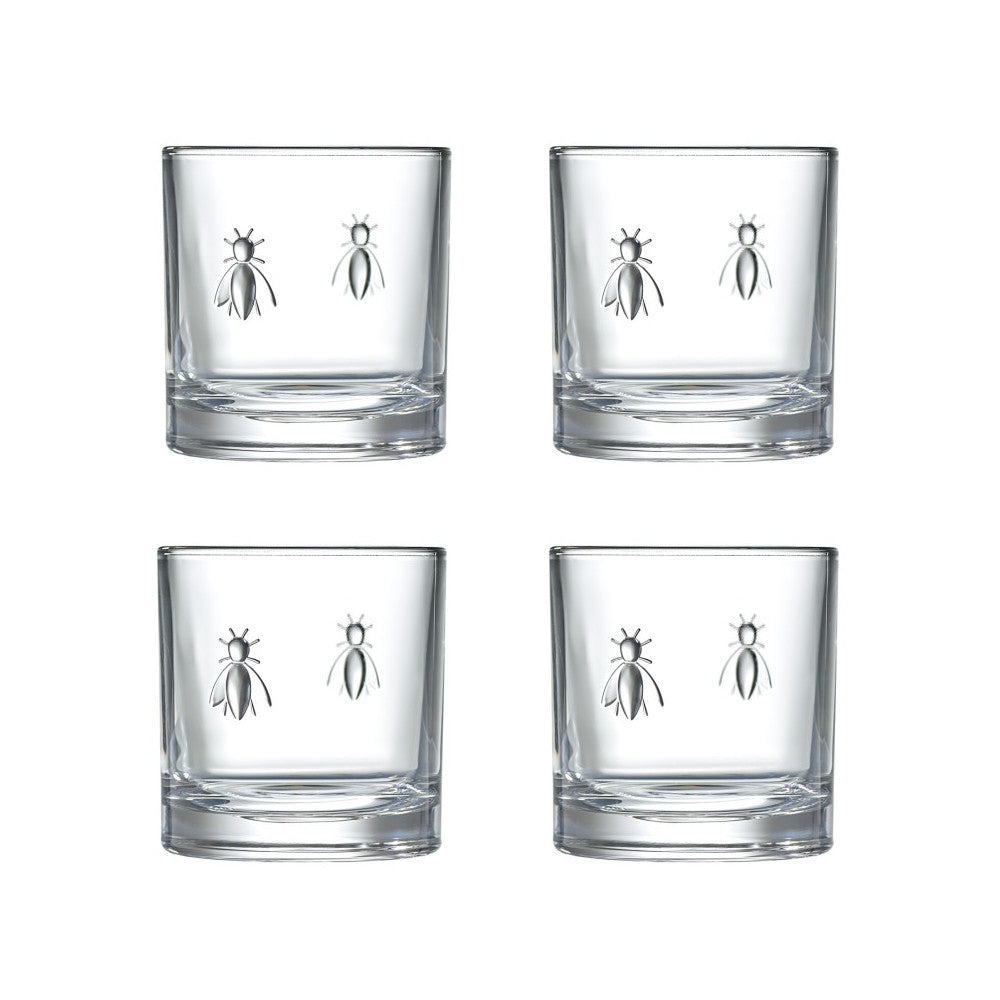 Bee Whiskey Glasses Set of 4, 250 ml