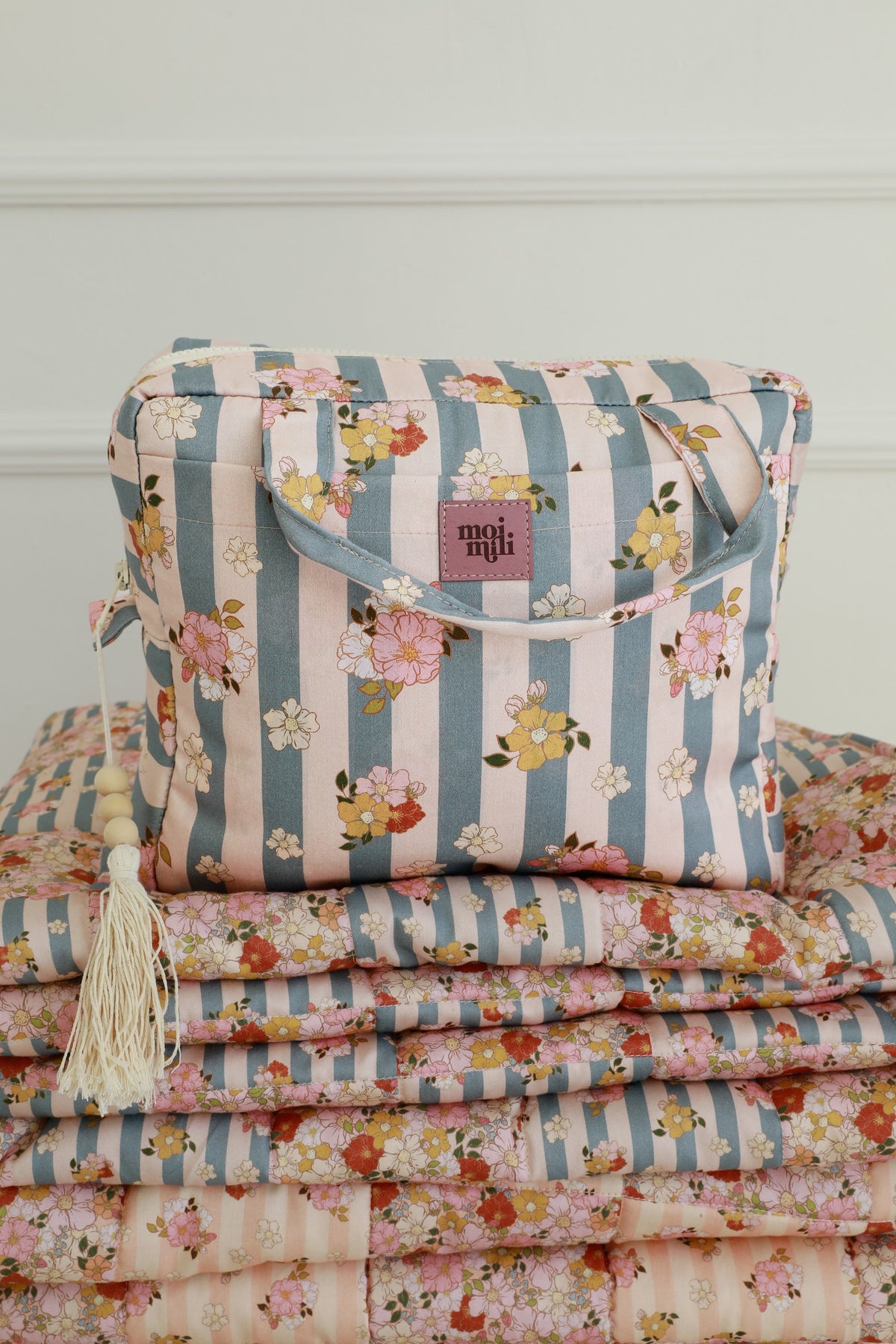Large Make-Up Bag - Blue Stripes