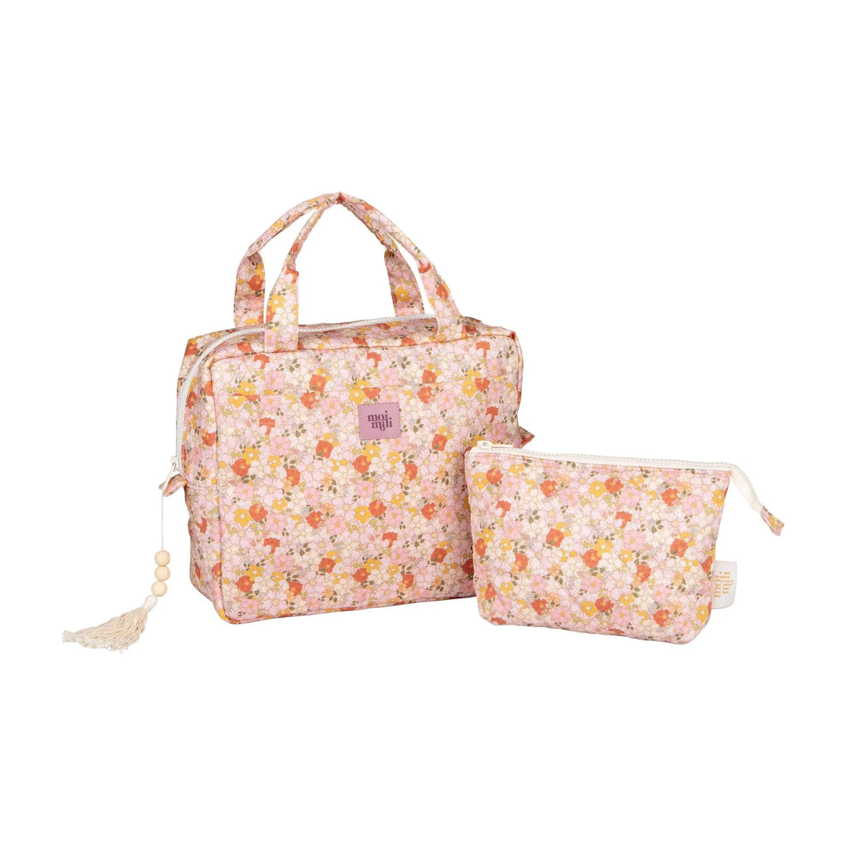 Flora - Necessär & Sminkväska – Set om 2 – blommönstrad