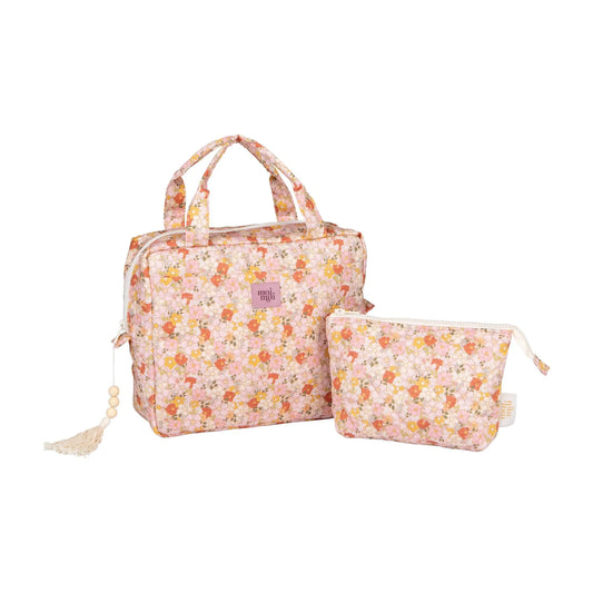 Flora - Makeup bag set om 2 – blommönstrad