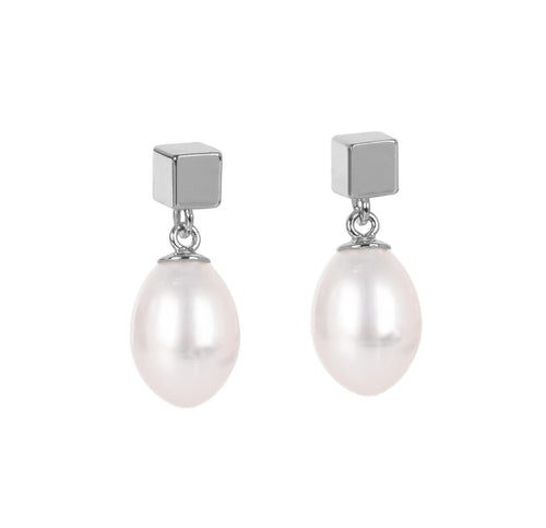 Solid Pearl Drop Earrings - Rose Gold and Silver